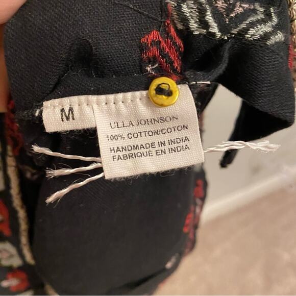 Ulla Johnson Black Red Intricate Golden Long Sleeve Mini Dress Medium - Picture 8 of 16